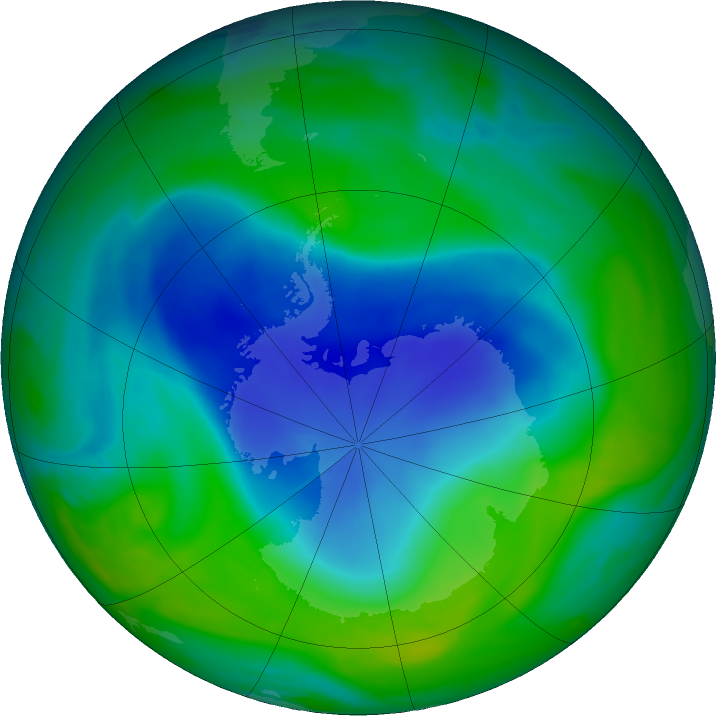 Antarctic ozone map for 13 December 2023